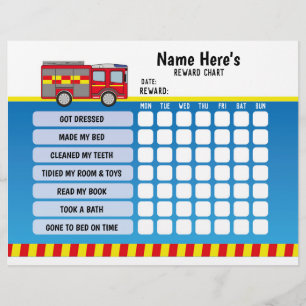 Reward Chart Personated Fire Truck Planner Kinder Flyer