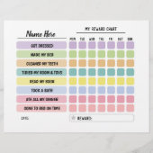 Reward Chart Personated Schedule Daily Fun Kinder Flyer (Voorkant)