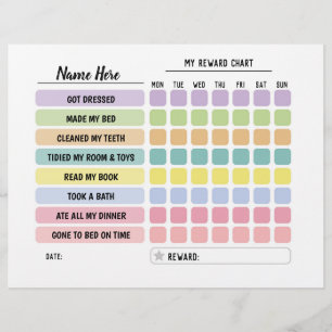 Reward Chart Personated Schedule Daily Fun Kinder Flyer