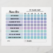 Reward Chart Personated Schedule Daily Fun Kinder Flyer (Voorkant)