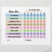 Reward Chart Personated Schedule Daily Fun Kinder Flyer (Voorkant)
