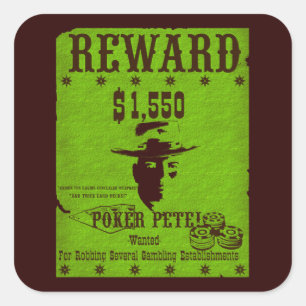 Reward Poker Pete Vierkante Sticker
