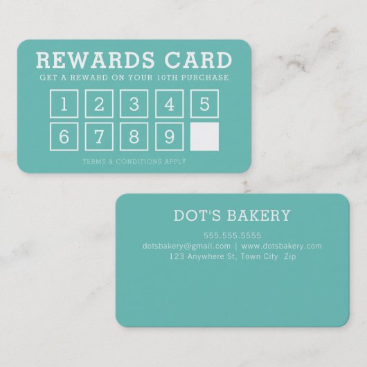 REWARD PUNCH CARD eenvoudige, moderne loyaliteit 1 Klantenkaartje (Voorkant / Achterkant)