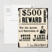 Reward voor Jesse James Briefkaart (Voorkant / Achterkant)