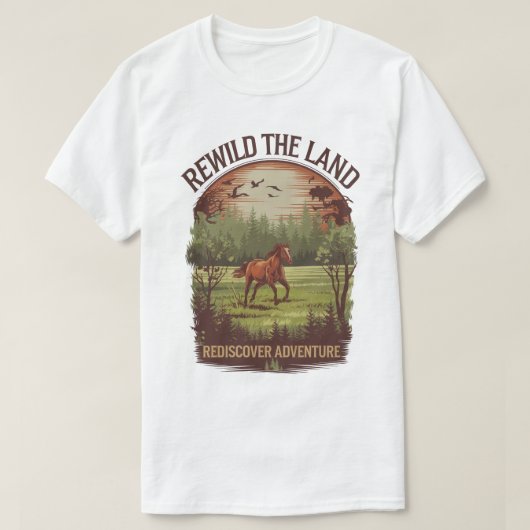 Rewild the Land Rediscover Adventure Design T-shirt (Design voorkant)
