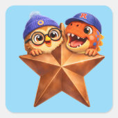 Rex and hoop Braun star grade one level one studen Vierkante Sticker (Voorkant)