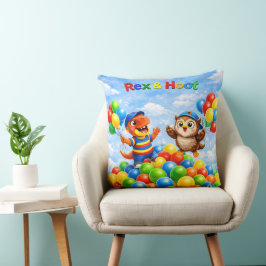 Rex and hoot ball pit adventure throw pillow kussen