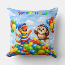 Rex and hoot ball pit adventure throw pillow kussen