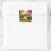 Rex and hoot happy Easter Square envelope seal Vierkante Sticker (Tas)