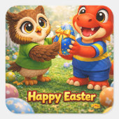 Rex and large happy Easter party stickers de (Voorkant)