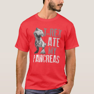 Rex Ate My Pancreas   Diabetes Dinosaur Lovers Gif T-shirt