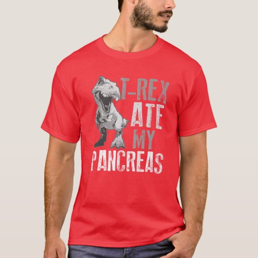 Rex Ate My Pancreas | Diabetes Dinosaur Lovers Gif T-shirt (Voorkant)