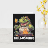 Rex Bbq Dinosaur Grappige Vaderdag Grillen Kaart (Gele Bloem)