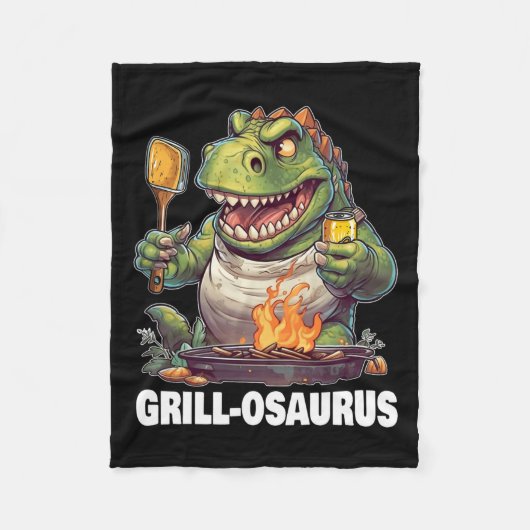 Rex BBQ Dinosaurus Grappige Vaderdag Grillen Fleece Deken (Voorkant)