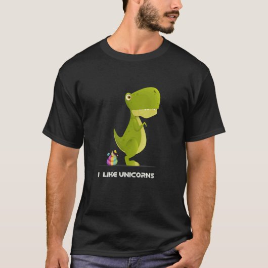rex Dinosaur love unicorns men and women trex T-shirt (Voorkant)