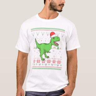Rex Dinosaur Santa Claus Ugly Kerstman Tyrannosau T-shirt