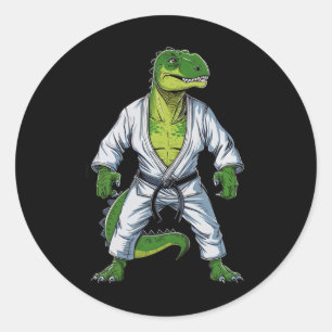 Rex Dinosaur Vechtkunst Martial Artist Jiu-jitsu Ronde Sticker