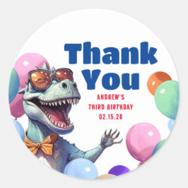 Rex Dinosaurus Kleurrijke Leuke Verjaardag Dank u Ronde Sticker