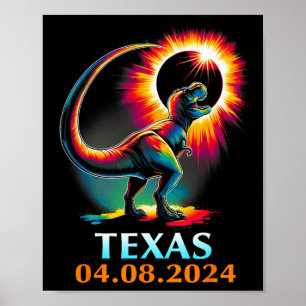 Rex Dinosaurus Texas Totale Zonsverduistering 2024 Poster