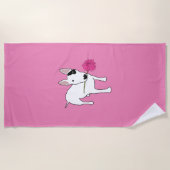 Rex en bloem roze strandlaken (Voorkant)