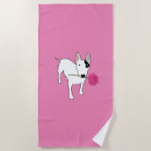 Rex en bloemroze strandlaken (Voorkant)