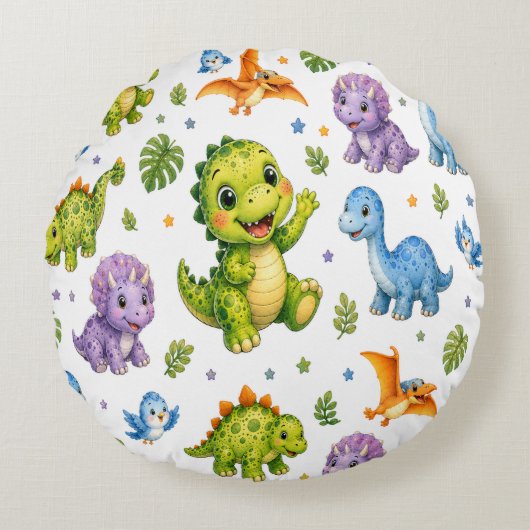 Rex en Dino-Mite Vrienden Rond Kussen (Voorkant)