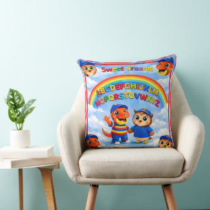 Rex en een uil een regenboog dromen educatief th kussen