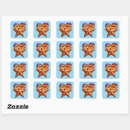 Rex en Hoop Braun zijn sterren van het eerste leer Vierkante Sticker