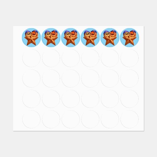 Rex en hoot Braun ster graad één bulkvel van 60 Labels (Vel)