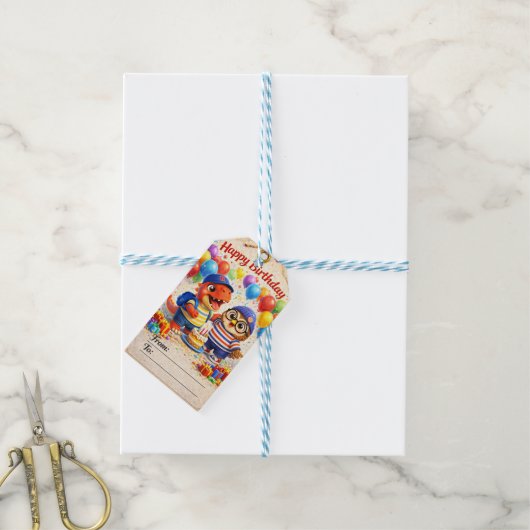 Rex en Hoot Cadeaulabel (Met Touw)