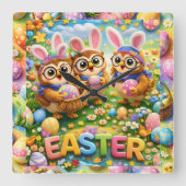 rex hoot clock easter nursery gifts vierkante klok (Voorkant)