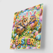 rex hoot clock easter nursery gifts vierkante klok (Hoek)