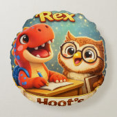 rex hoot rond kussen (Voorkant)