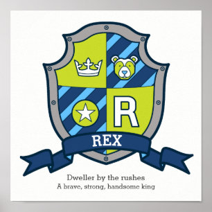 Rex jongensnaam betekenis beer letter R groene kam Poster
