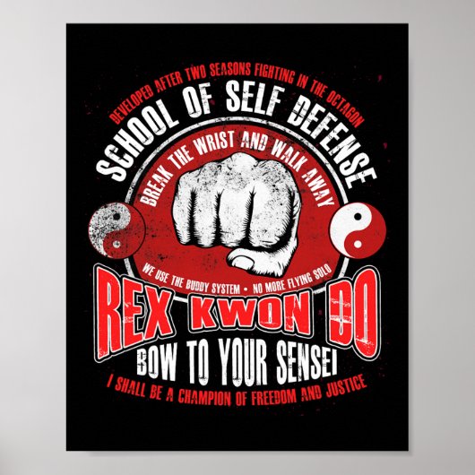 Rex Kwon Do Funny Karate Martial Arts Retro Poster (Voorkant)
