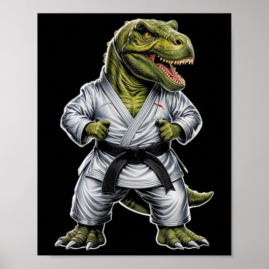 Rex Martial Arts Dinosaur Karate Jiu-jitsu Ninja Poster (Voorkant)