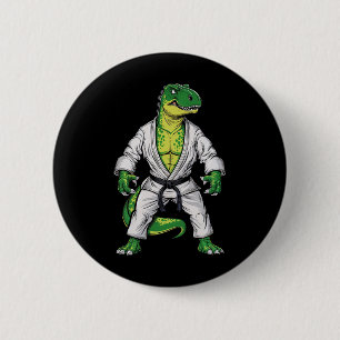 Rex Martial Arts Dinosaurus Jiu-jitsu Bjj Karate Ronde Button 5,7 Cm