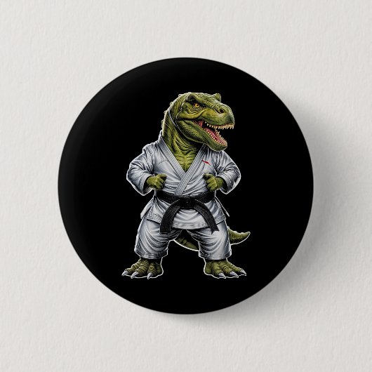 Rex Martial Arts Dinosaurus Karate Jiu-jitsu Ninja Ronde Button 5,7 Cm (Voorkant)