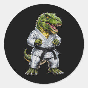 Rex Martial Arts Dinosaurus Karate Judo BJJ Fighte Ronde Sticker