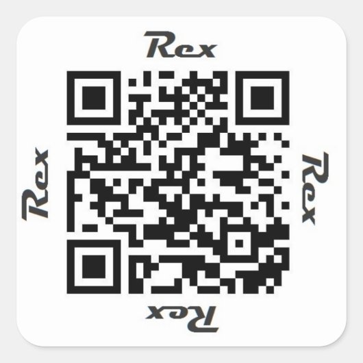 Rex QR Code Gepersonaliseerde NAAM Sticker (Voorkant)