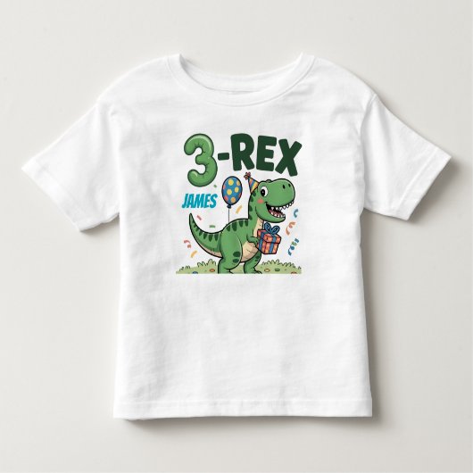 Rex Schattige Dinosaurus 3e Verjaardag Peuter T-sh Kinder Shirts (Voorkant)