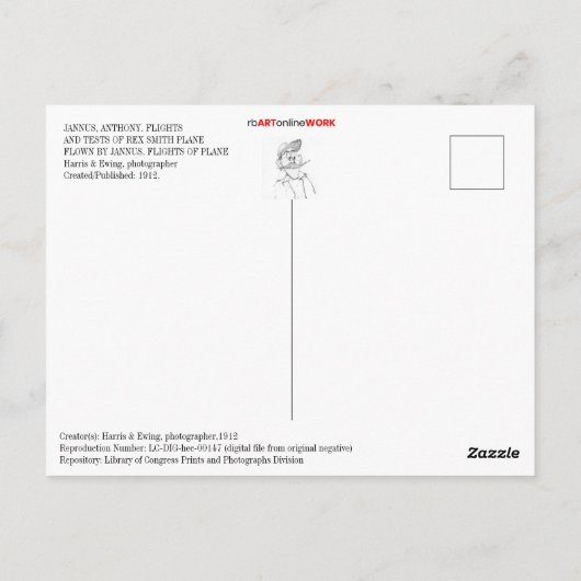 REX SMITH PLANE BRIEFKAART (Achterkant)