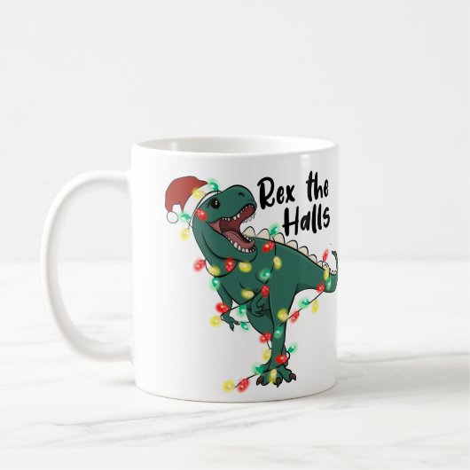 Rex the Halls Dinosaur T-rex Kerstmis Koffiemok (Links)