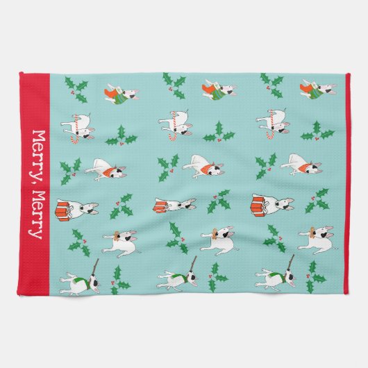 Rex the TV Terrier "Merry, Merry" Dish Towel Theedoek (Horizontaal)