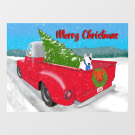 Rex the TV Terrier met kersttouwtjes Raamsticker