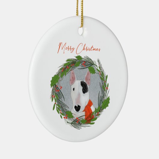 Rex the TV Terrier met kerstversiering Keramisch Ornament (Rechts)