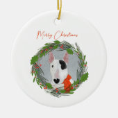 Rex the TV Terrier met kerstversiering Keramisch Ornament (Voorkant)