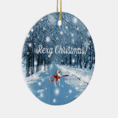 Rex the TV Terrier met kerstversiering Keramisch Ornament (Rechts)