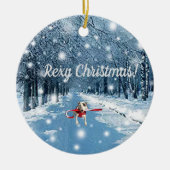 Rex the TV Terrier met kerstversiering Keramisch Ornament (Voorkant)