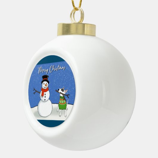 Rex The TV Terrier Rex en Snowman Ornament (Rechts)